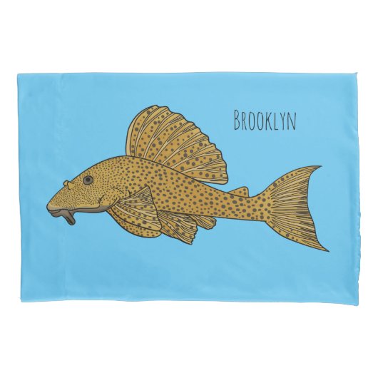 Afbeelding van de cartoon van pleco-vis kussensloop (Voorkant)