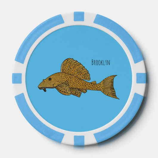 Afbeelding van de cartoon van pleco-vis poker chips (Voorkant)