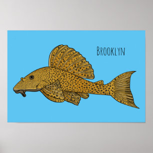 Afbeelding van de cartoon van pleco-vis poster