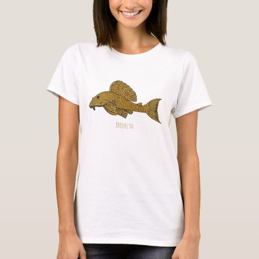 Afbeelding van de cartoon van pleco-vis t-shirt (Voorkant)