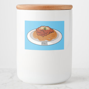 Afbeelding van de cartoon van Spaghetti Voedselcontainer Etiket