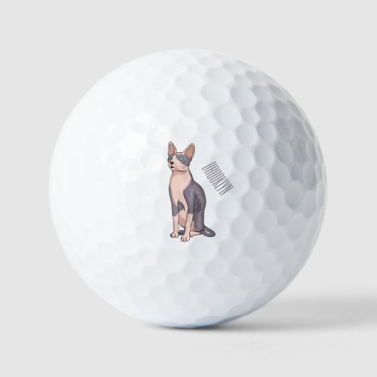 Afbeelding van de cartoon van sphynx-katten golfballen (Voorkant)