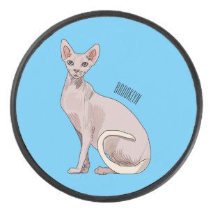 Afbeelding van de cartoon van sphynx-katten hockey puck