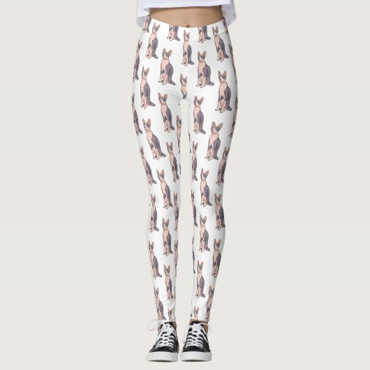 Afbeelding van de cartoon van sphynx-katten leggings (Voorkant)