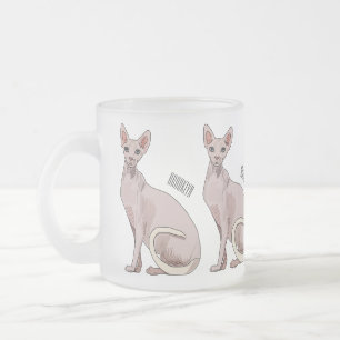 Afbeelding van de cartoon van sphynx-katten matglas koffiemok