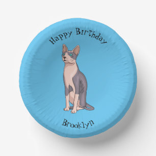 Afbeelding van de cartoon van sphynx-katten papieren kommen