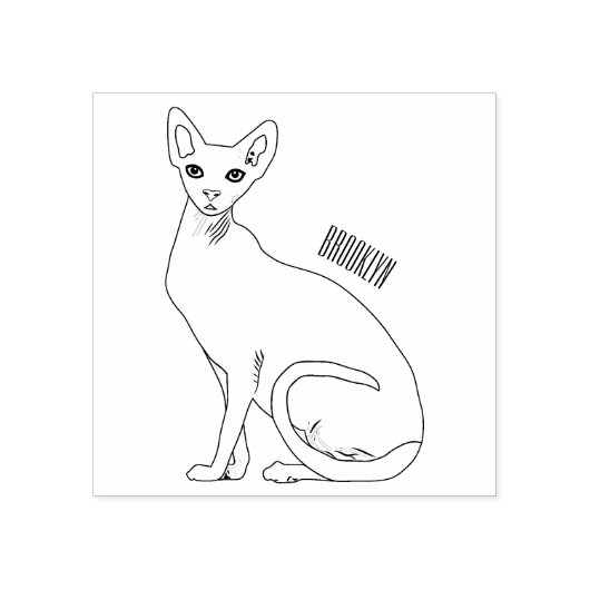 Afbeelding van de cartoon van sphynx-katten rubberstempel (Afrduk)