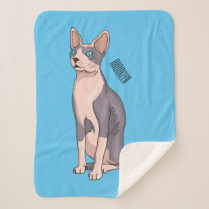 Afbeelding van de cartoon van sphynx-katten sherpa deken