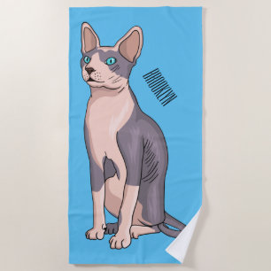 Afbeelding van de cartoon van sphynx-katten strandlaken