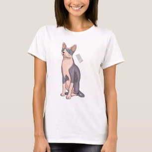Afbeelding van de cartoon van sphynx-katten t-shirt