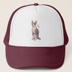 Afbeelding van de cartoon van sphynx-katten trucker pet