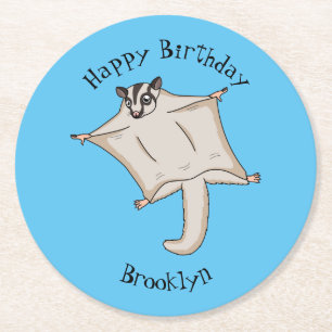 Afbeelding van de cartoon van vliegende vliegende ronde kartonnen onderzetter