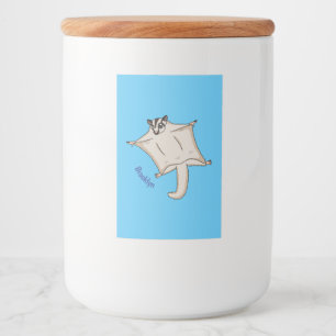 Afbeelding van de cartoon van vliegende vliegende voedselcontainer etiket