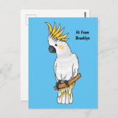 Afbeelding van de cartoon van zwavelige cockatoevo briefkaart (Voorkant / Achterkant)