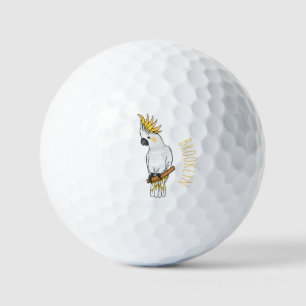 Afbeelding van de cartoon van zwavelige cockatoevo golfballen