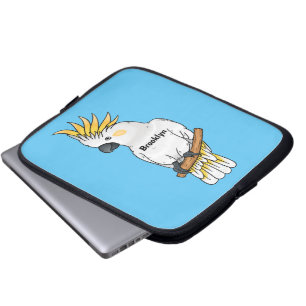 Afbeelding van de cartoon van zwavelige cockatoevo laptop sleeve