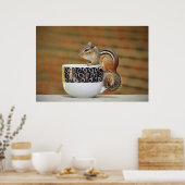 Afbeelding van de Chipmunk met de Latte Coffee Cup Poster (Keuken)