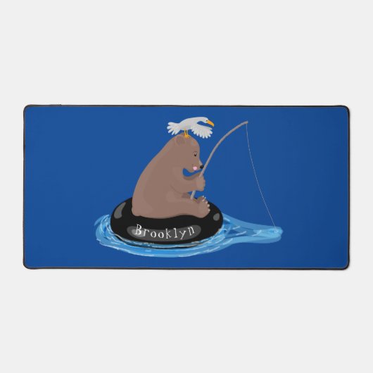 Afbeelding van de Cute beer cub Fishing cartoon Bureaumat (Voorkant)
