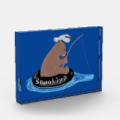 Afbeelding van de Cute beer cub Fishing cartoon Fotoblokken (Links)