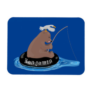 Afbeelding van de Cute beer cub Fishing cartoon Magneet