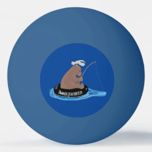 Afbeelding van de Cute beer cub Fishing cartoon Pingpongballen