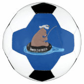 Afbeelding van de Cute beer cub Fishing cartoon Voetbal (Voorkant)
