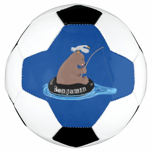 Afbeelding van de Cute beer cub Fishing cartoon Voetbal (Voorkant)