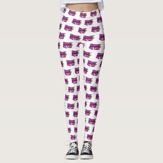 Afbeelding van de eierplant-cartoon leggings (Voorkant)