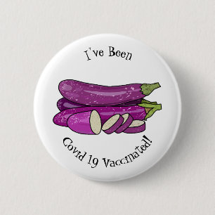 Afbeelding van de eierplant-cartoon ronde button 5,7 cm