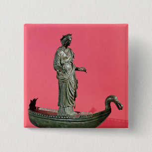 Afbeelding van de Goddess Sequana Vierkante Button 5,1 Cm