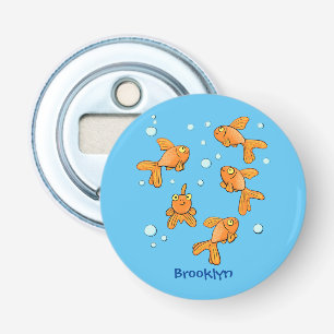 Afbeelding van de oranje goudvis-cartoon button flesopener