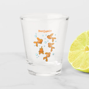 Afbeelding van de oranje goudvis-cartoon shot glas