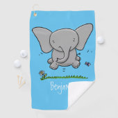 Afbeelding van de schattige baby-olifant cartoon golfhanddoek (Insitu)