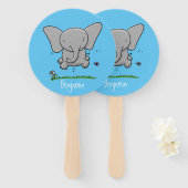 Afbeelding van de schattige baby-olifant cartoon handwaaier (Voorkant en achterkant)