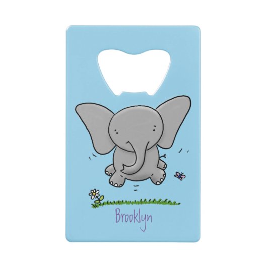 Afbeelding van de schattige baby-olifant cartoon kredietkaart flessenopener (Voorkant)
