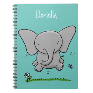 Afbeelding van de schattige baby-olifant cartoon notitieboek