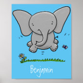 Afbeelding van de schattige baby-olifant cartoon poster (Voorkant)