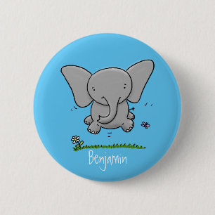Afbeelding van de schattige baby-olifant cartoon ronde button 5,7 cm