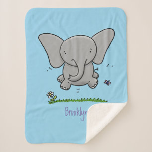 Afbeelding van de schattige baby-olifant cartoon sherpa deken
