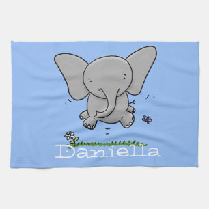 Afbeelding van de schattige baby-olifant cartoon theedoek