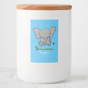 Afbeelding van de schattige baby-olifant cartoon voedselcontainer etiket