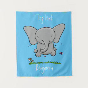 Afbeelding van de schattige baby-olifant cartoon wandkleed