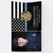 Afbeelding van de Thin Blue Line Flag Police Retir Spandoek (Verticaal)