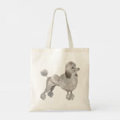 Afbeelding van de waterverf van Cute Gray Poodle Tote Bag (Achterkant)