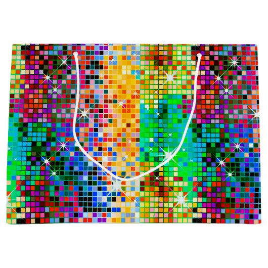 Afbeelding van een kleurrijk kleurig kleurstofglit groot cadeauzakje (Voorkant)