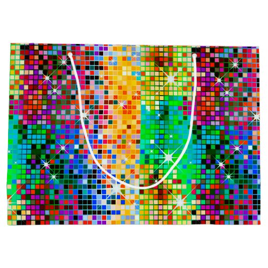 Afbeelding van een kleurrijk kleurig kleurstofglit groot cadeauzakje (Achterkant)