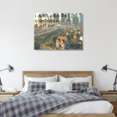 Afbeelding van een leuk huisje met een stad in de canvas afdruk (Insitu (Slaapkamer))