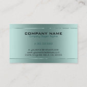 Afbeelding van een metallisch blauw-groen met glan visitekaartje (Achterkant)