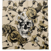 afbeelding van een schedel omringd en omringd doo douchegordijn (Voorkant)