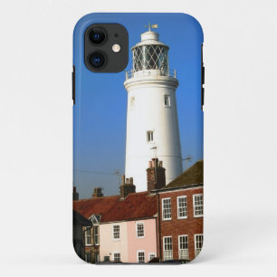 afbeelding van een vuurtoren in de zonnige zee eng iPhone 11 hoesje